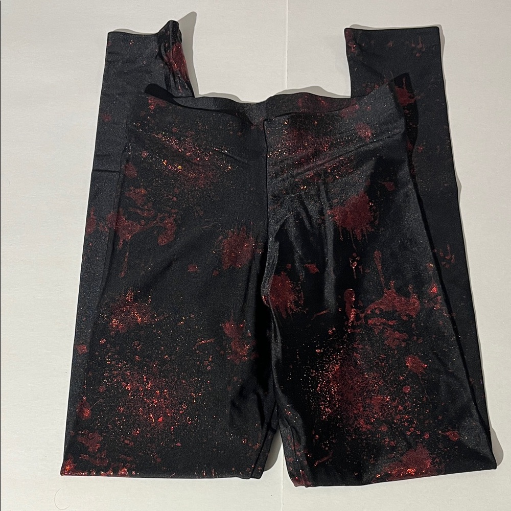 Blackmilk Black & Red splatter sparkle leggings sz XS glitter goth halloween